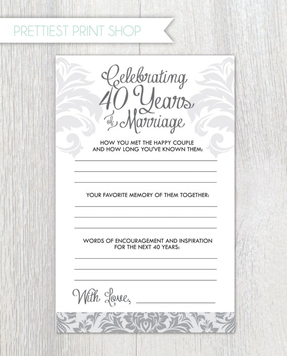 Printable anniversary party sheets Damask 40th anniversary