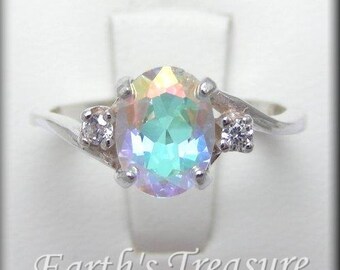 Mystic Topaz Ring, Mystic Fire Topaz Ring (mercury Mist Topaz 2ct 