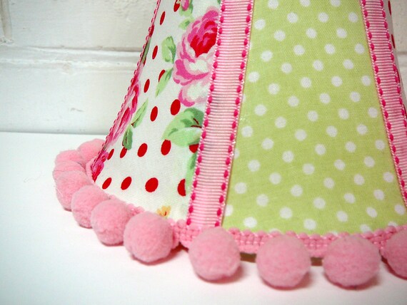 Floral Lamp Shade with Lecien Fabric Pink and Green Lamp Shade