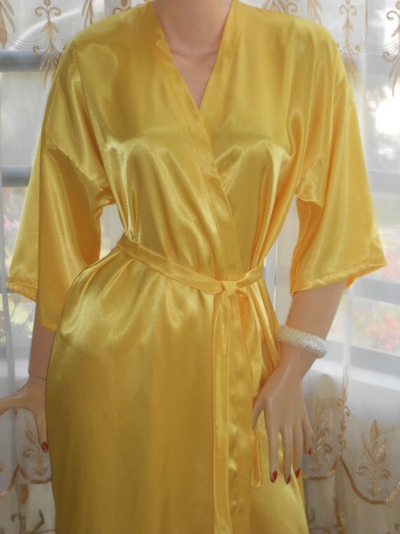 Yellow Silk robeBridal party robes getting ready by LoveBirdsCo