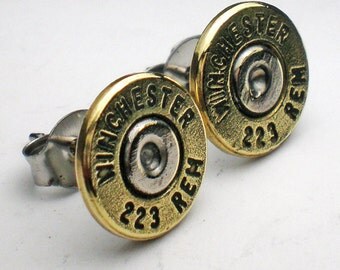 223 Winchester Brass Bullet Head Trendy Earrings