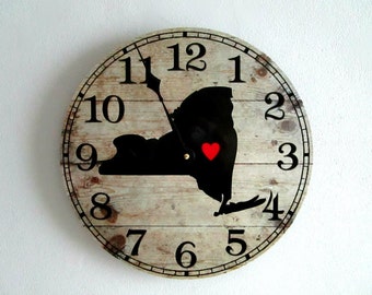 State Wall Clock - 12" Vinyl Record Clock with State Map - Rustic Home Decor - Housewarming Gift - Unique Wall Clock
