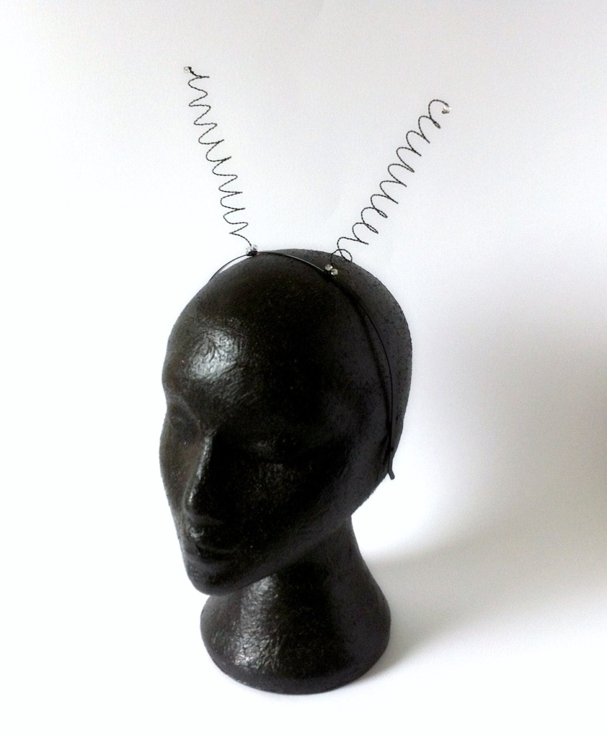 Black Wire Butterfly Antenna Headband Spiral Spring Bouncy