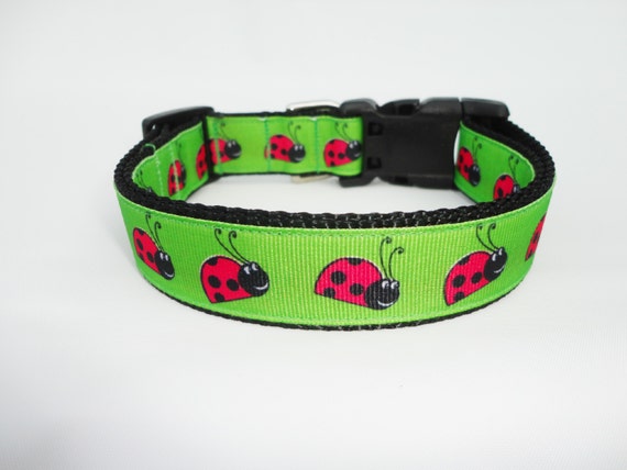 Ladybug Dog Collar Adjustable by All4DogWear on Etsy