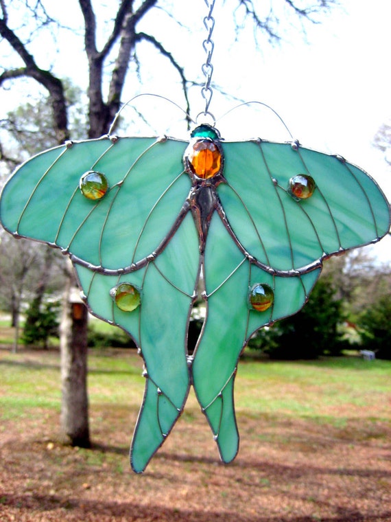 Stained Glass Luna Moth Suncatcher