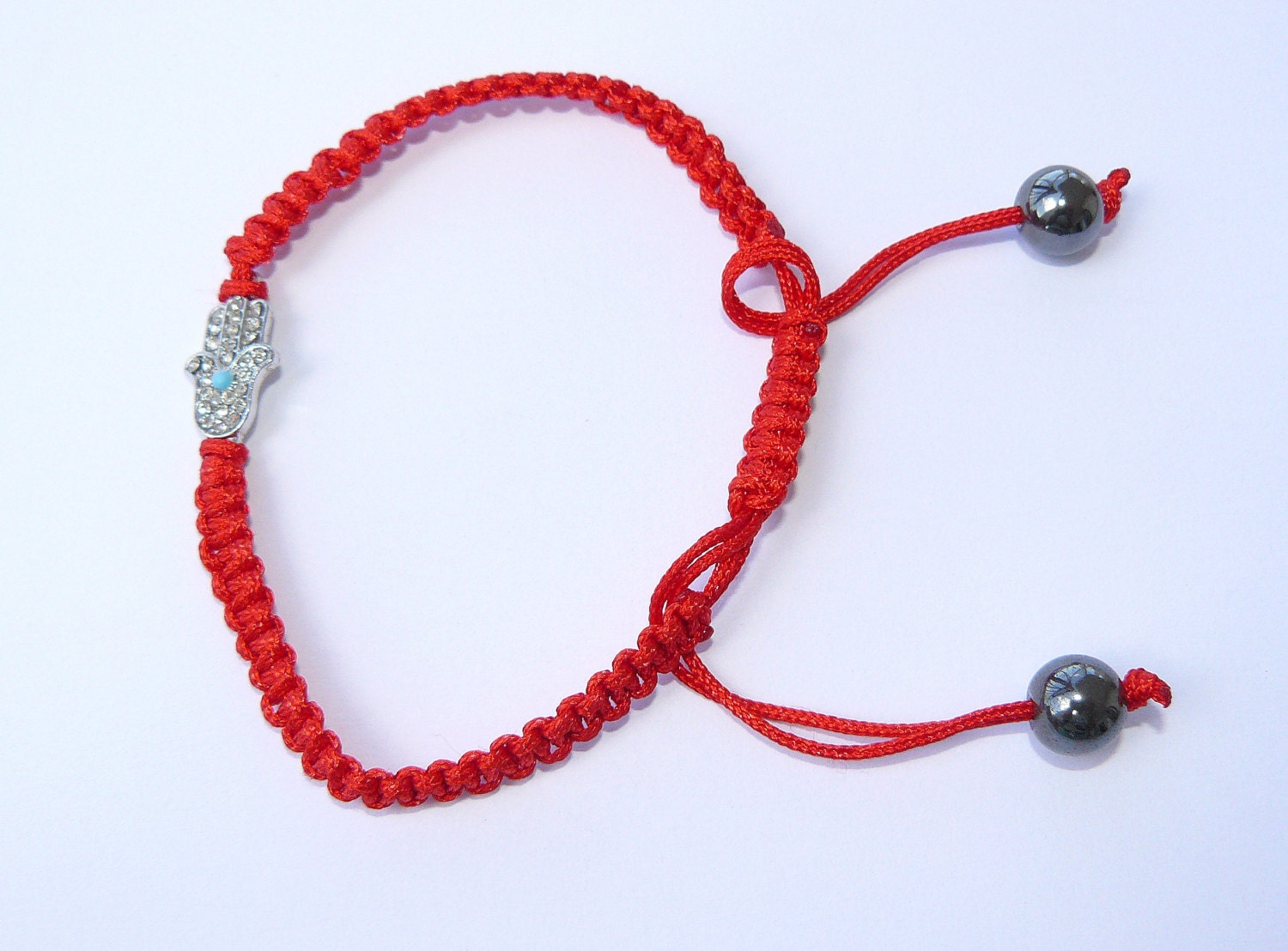 Jewish Kabbalah Red String Golden Decorated Small Hamsa