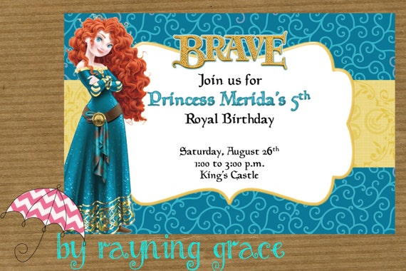 Items similar to Disney Brave/ Merida Birthday Party Invitation ...