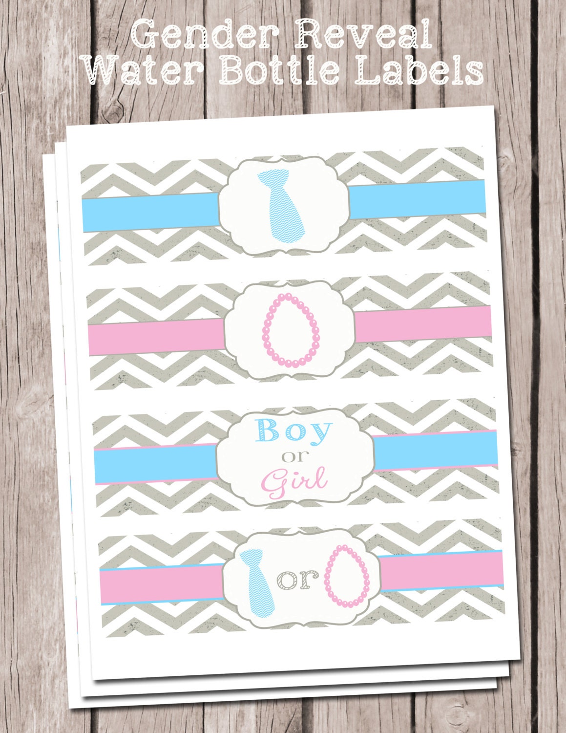 Gender Reveal Water Bottle Labels Baby Shower Water Bottle