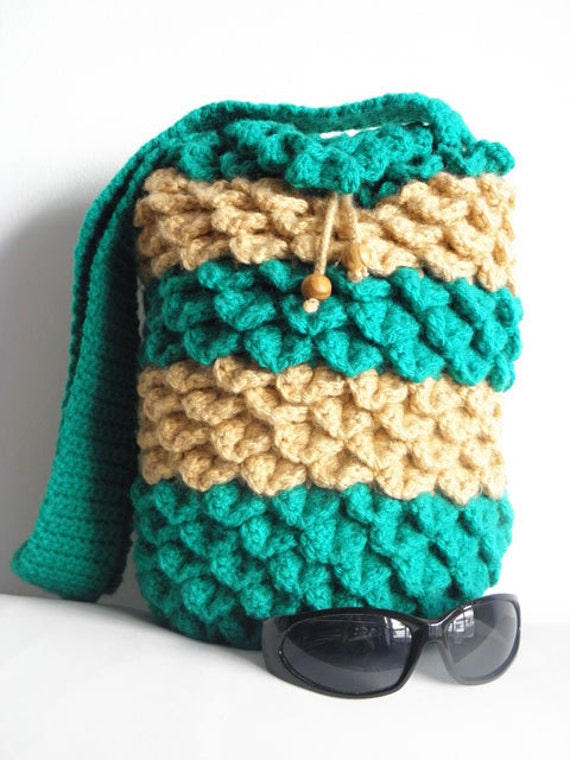 Items Similar To Crocodile Stitch Crocheted Drawstring Bag Bags And