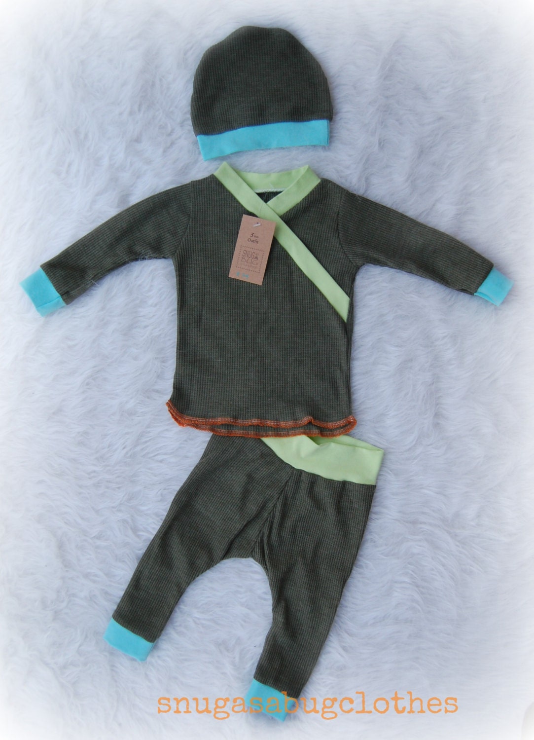 SALE Unique 03 Month Baby Boy Kimono Thermal by SnugAsaBugClothes