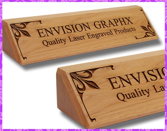 Personalized Custom Engraved Alder Wood Classic Desk Name