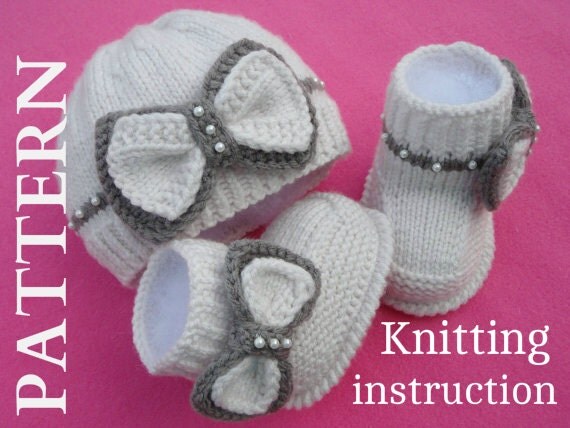 P A T T E R N  Knitting Baby Set Baby Shoes Knitted Baby Hat Pattern Baby Booties Baby Boy Baby Girl Pattern ( PDF file )