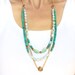 Amazonite Gold Necklace, 14K Gold Plated Coin Strand Teal Layered Necklace, Holiday Christmas gift, Gift for her, Turquoise Jewelry
