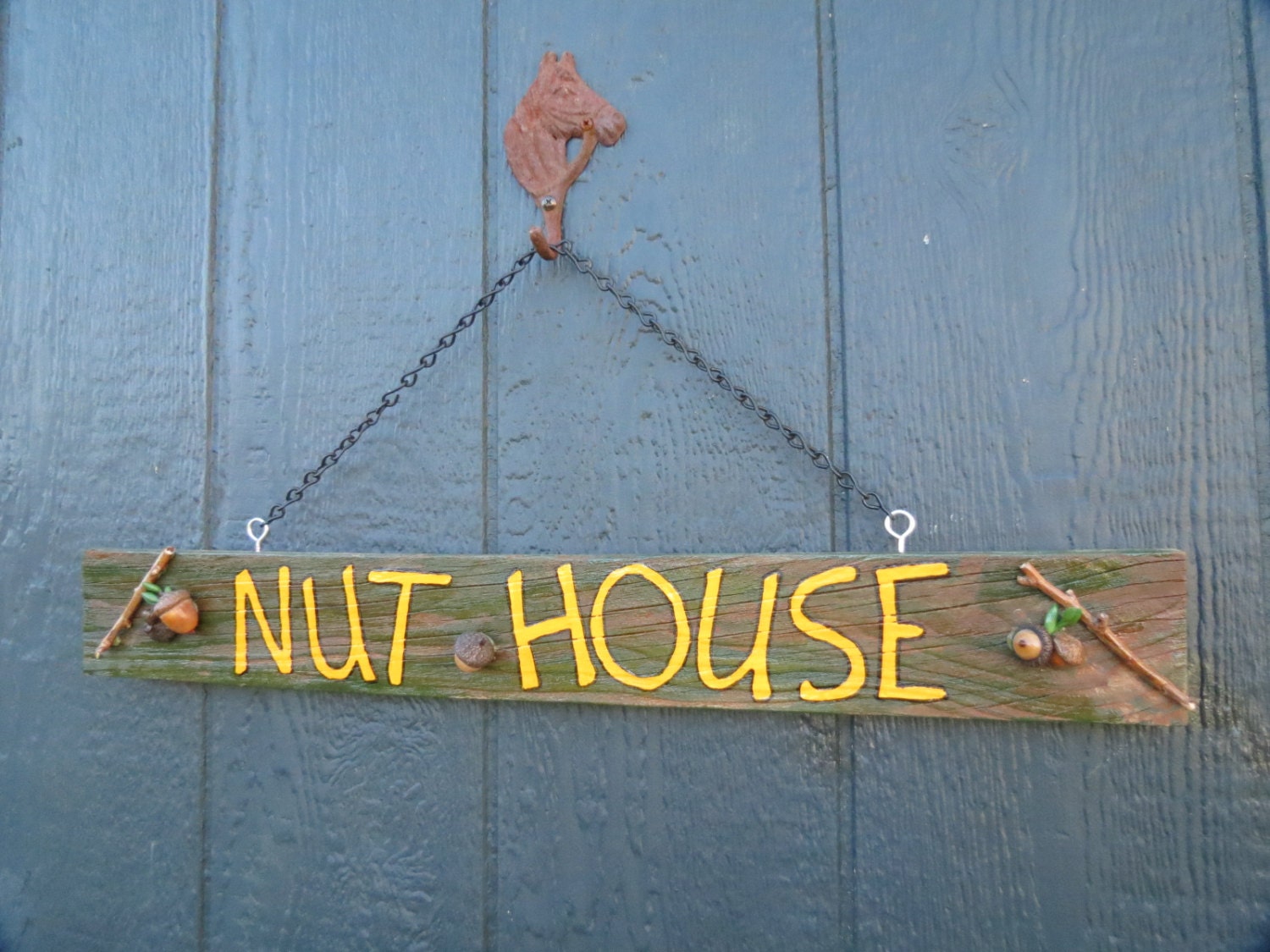 Nut House wood sign acorns attached Great one of a kind
