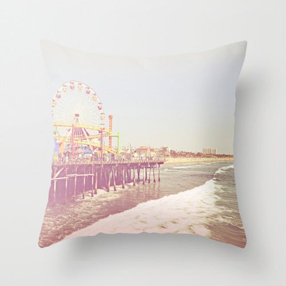 Santa Monica Pier Throw Pillow or Cover California Photography