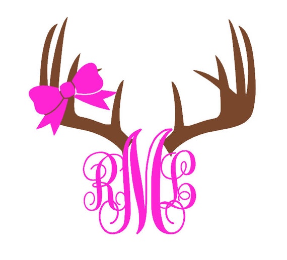 Download Antler Monogram Deer Car Decal with Bow