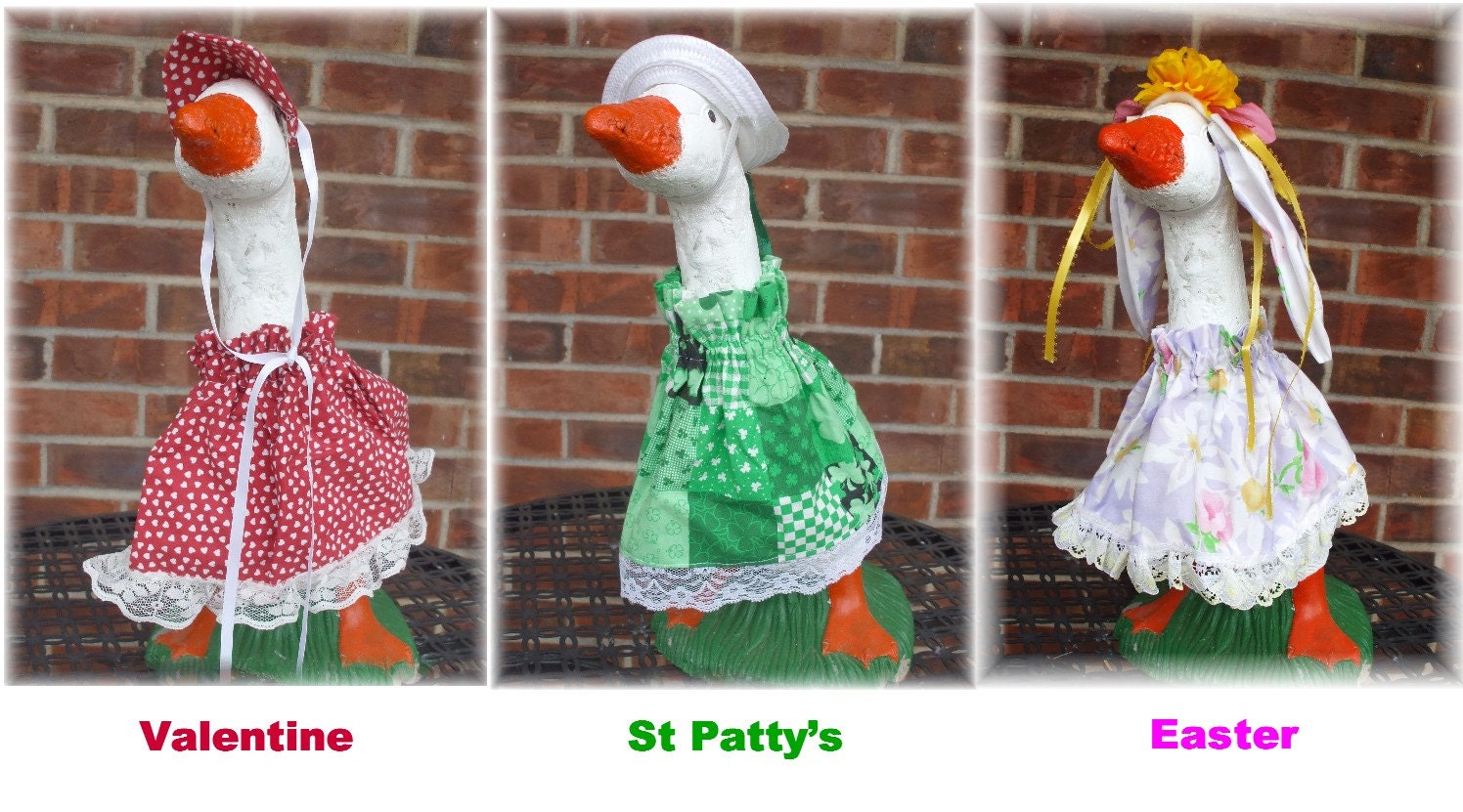 Small Concrete Lawn Goose 14 16 Outfits by PapaBearsPlace on Etsy