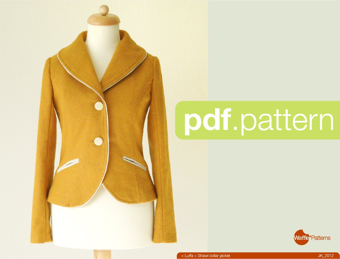 PDF sewing pattern. Women Shawl collar jacket Luffa size