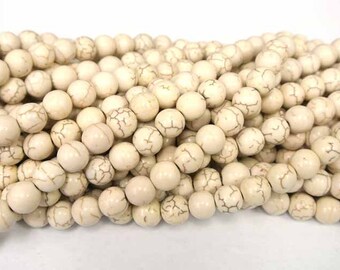 10mm round Beads, White Magnesite Beads, Howlite round beads, White / Cream beads for Jewelry Design, Wholesale Beads