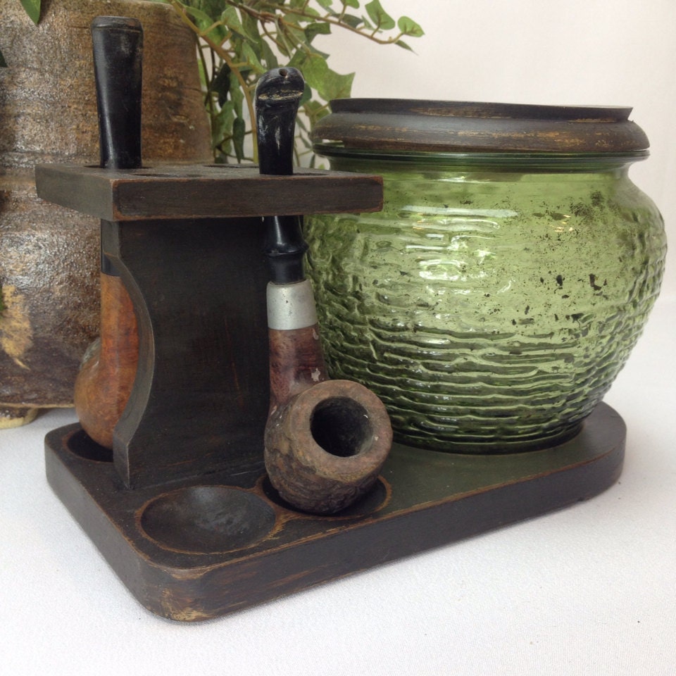 Vintage Black Pipe Holder Rustic Wooden Pipe Rack That Holds