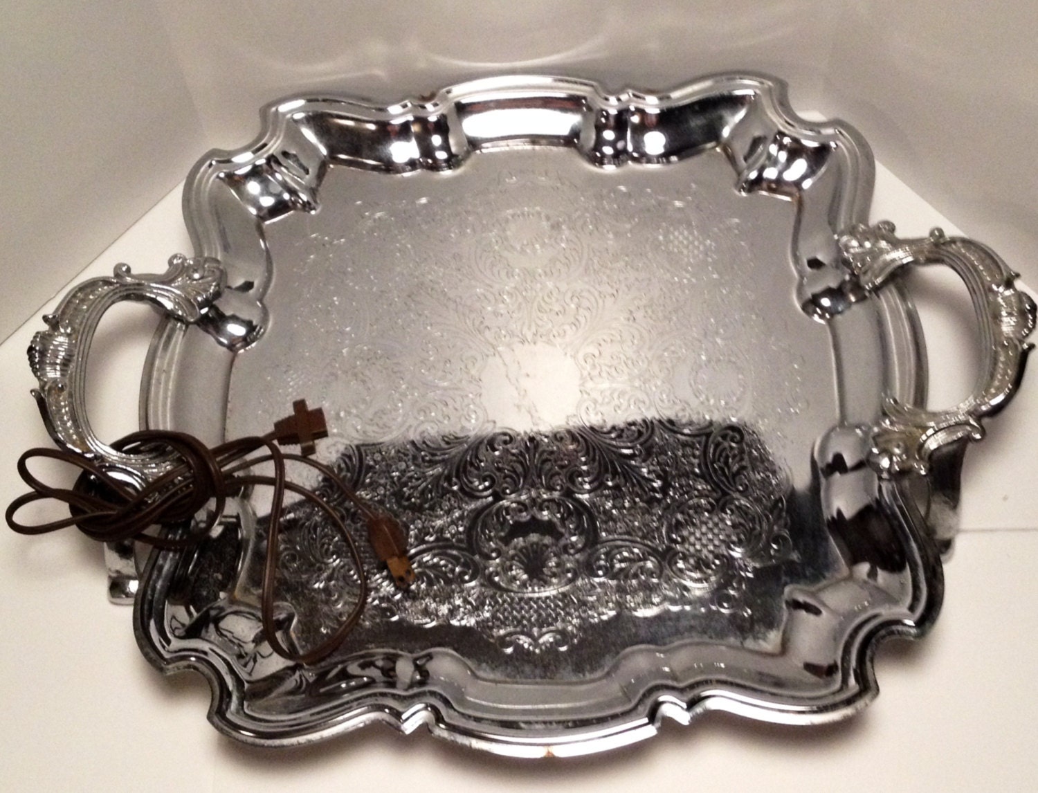 Vintage Shelton Ware Electric Warming Tray, Chrome Plated Metal, WORKS