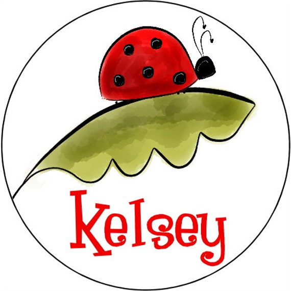 items similar to school label stickers ladybug on leaf personalized