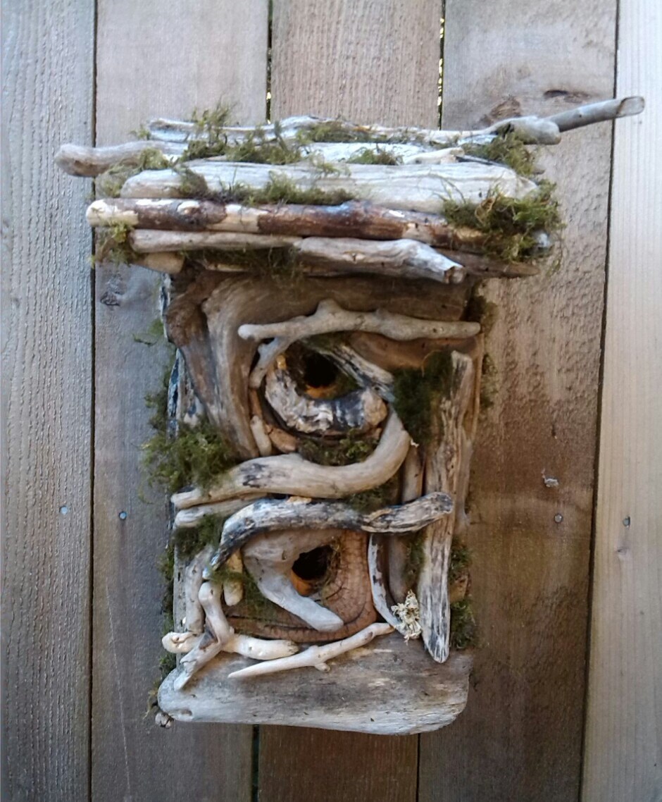 Rustic Driftwood Outdoor Birdhouse Driftwood Art Outdoor Beach