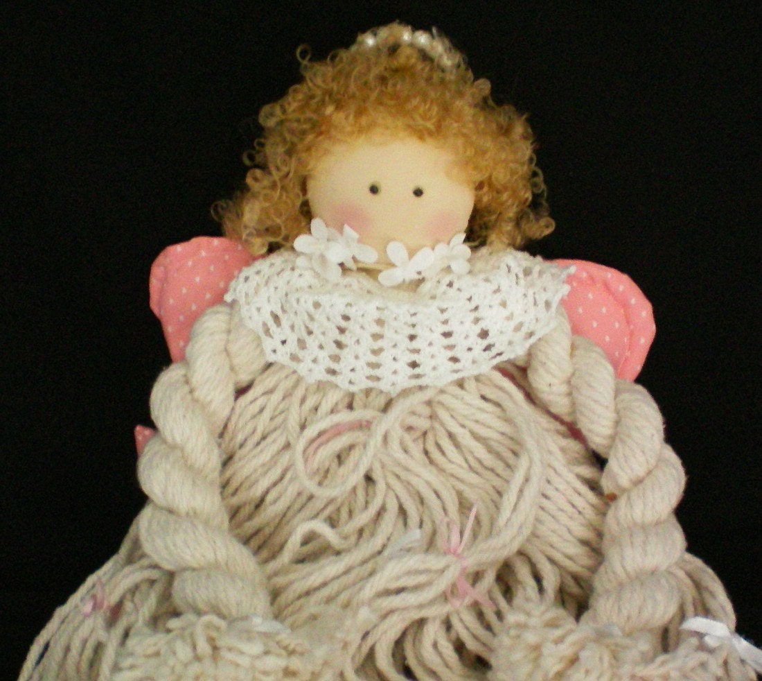 Mop Head Doll Angel with Pink Wings