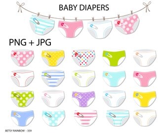 Baby diaper clipart, cliparts, Baby, diapers, clip art, clothesline. digital clipart - PNG and JPG - BR 359