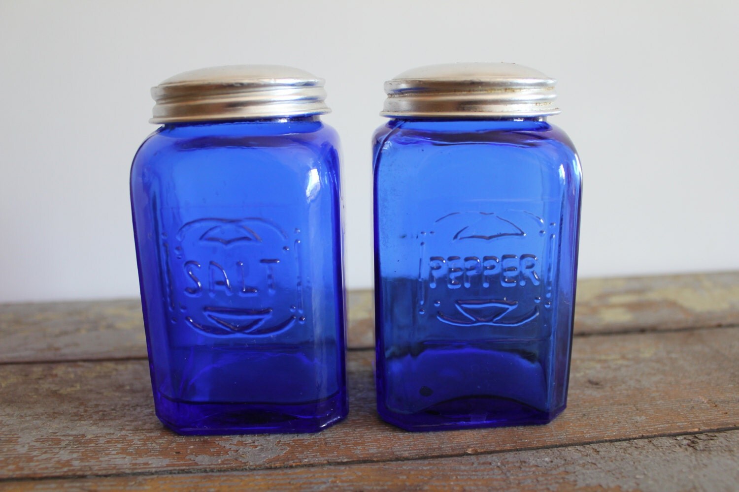 Vintage Blue Salt and Pepper Shakers