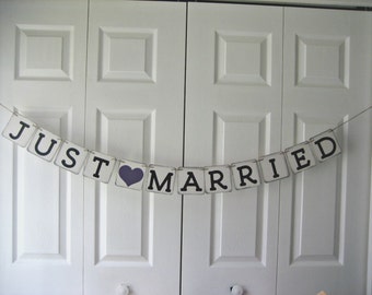 Just Married Wedding Banner Wedding Reception Just Married Sign Just Married Car Sign Photo Prop Banner, Wedding Sign CHOOSE YOUR COLORS