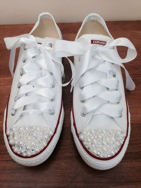 Pearl Converse Bridal Converse Wedding By Cinderswish On Etsy