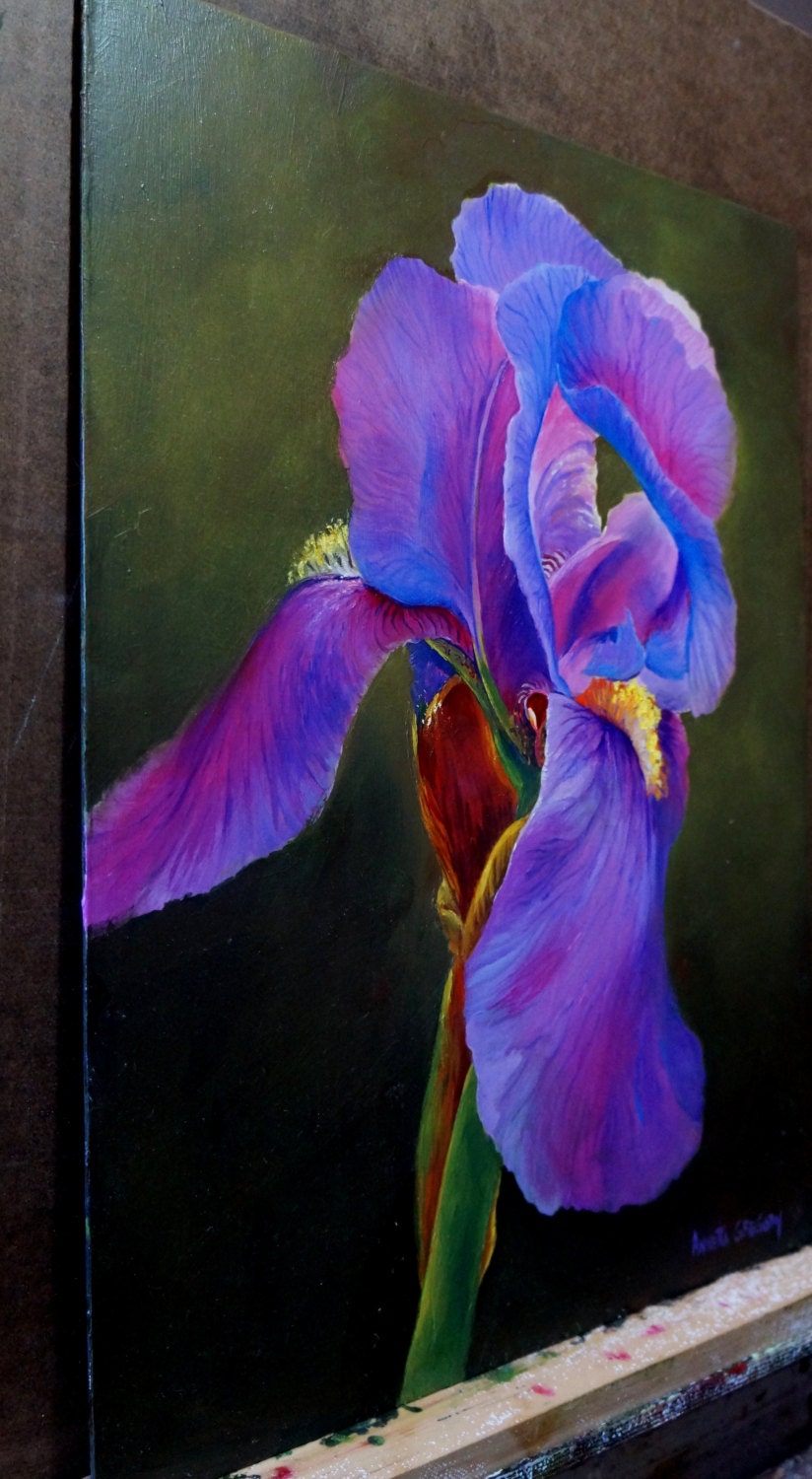 A Purple Iris is an original 12x16 oil painting on
