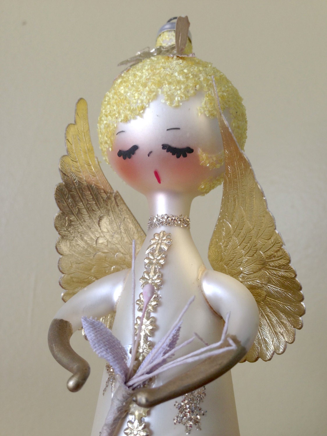 Vintage Angel Blown Glass Italy Christmas Ornament