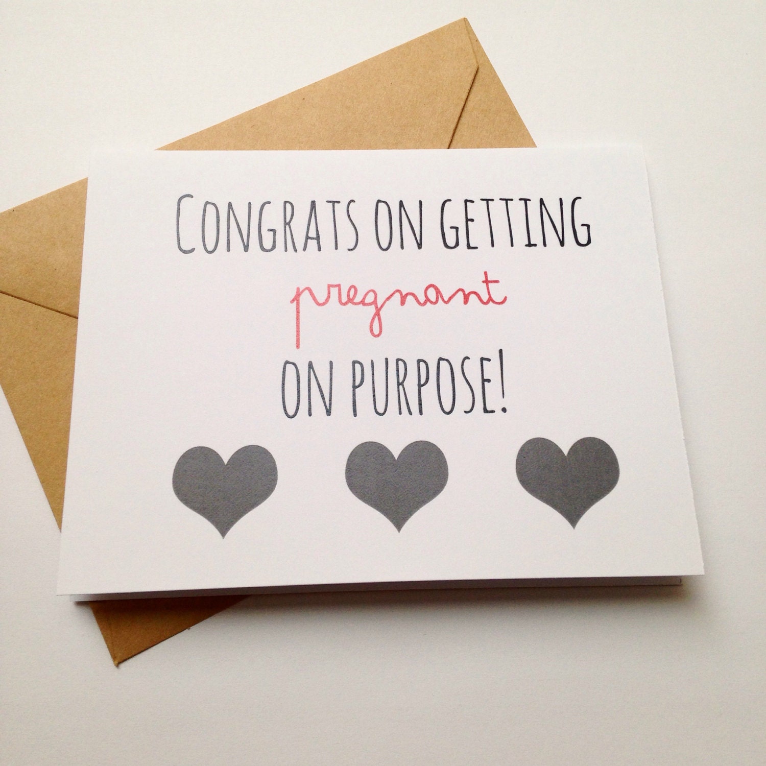 Funny Baby Congratulations Card / Pregnant on Purpose by BEpaperie