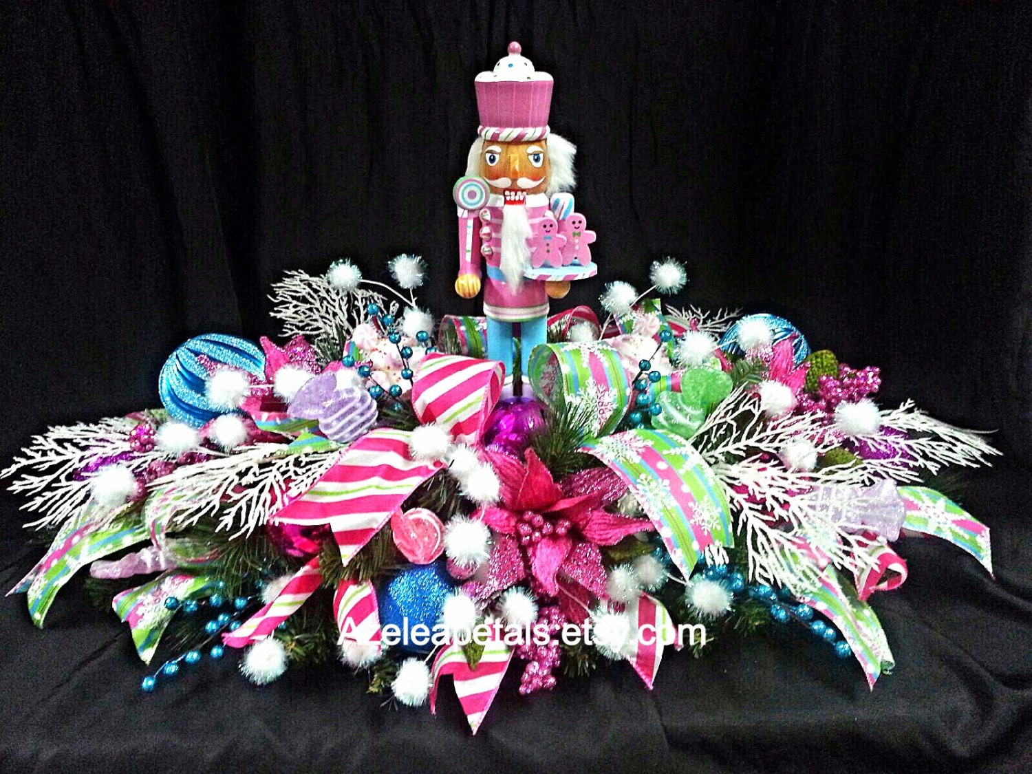 Whimsical Nutcracker Christmas Centerpiece Candy Floral Table
