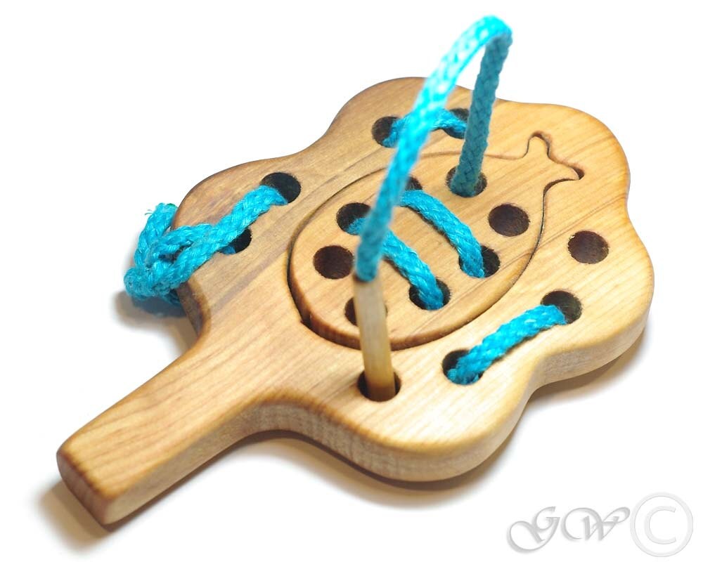 wooden lacing beads toy