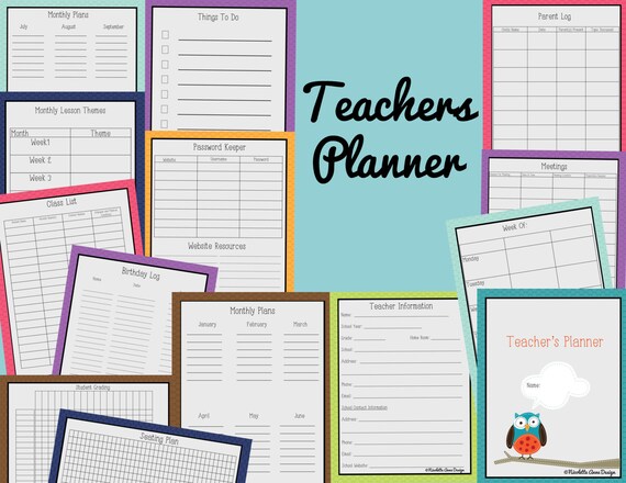 Printable Teacher Planner Teacher Personalized PlannerHome