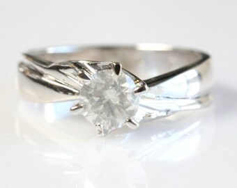 Solitaire ring-Diamond Engagement Ring 0.70 ct-14K White Gold -Engagement solitaire Ring -Promise ring- For her-Anniversary ring-bridal ring