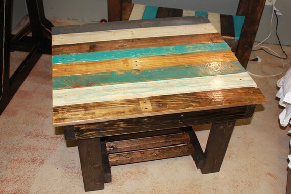 Multi Colored Blue White Stain Coffee Table