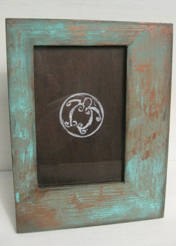 HandPainted 4 x 6 wood picture frame with faux
