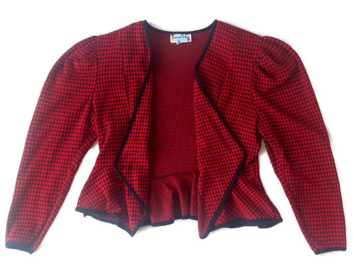 TheSunshineVintage - Red checkered jacket with peplum - Ayu Jewelry