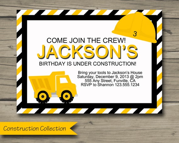 Construction Birthday Invitations Free Printable 8