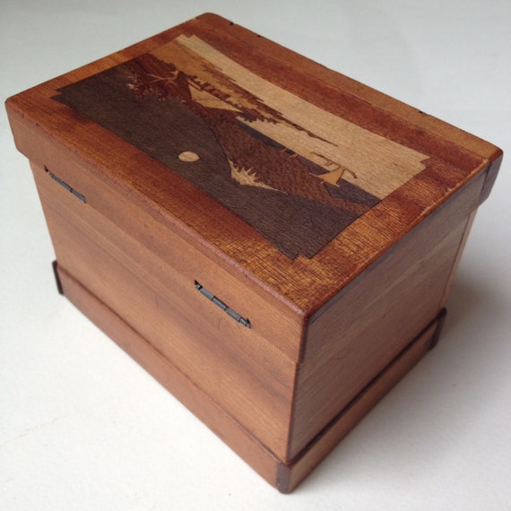Vintage Japanese Puzzle Box Antique Wooden Marquetry Box