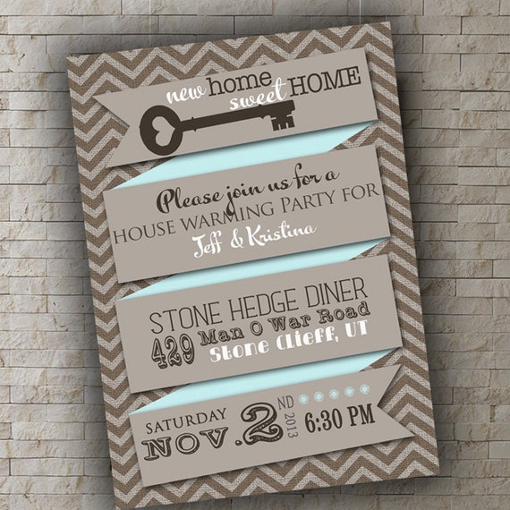 house warming invitation new home invitation mint gray open