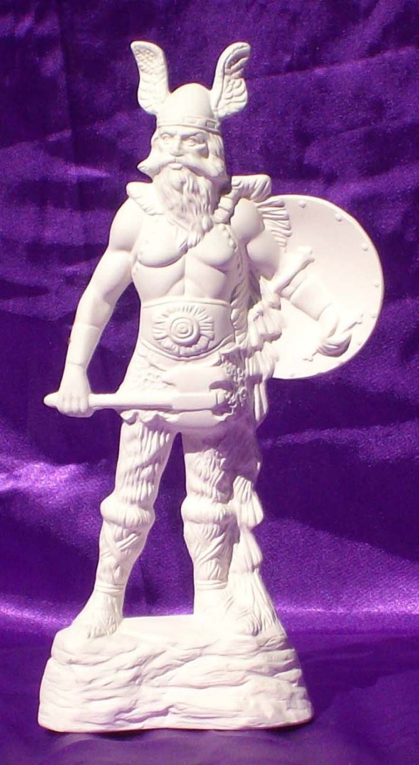  unpainted  ceramic  bisque  viking statue