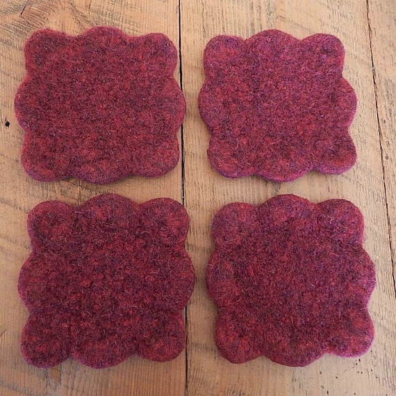 Cup coasters knit wool felted with scalloped by SewManyPrims