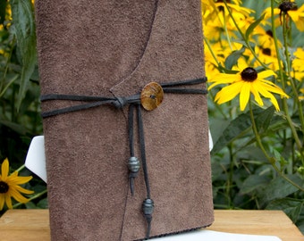 Leather Book Cover, Handmade, Including Journal, 5.8” x 8.3” Refillable ...