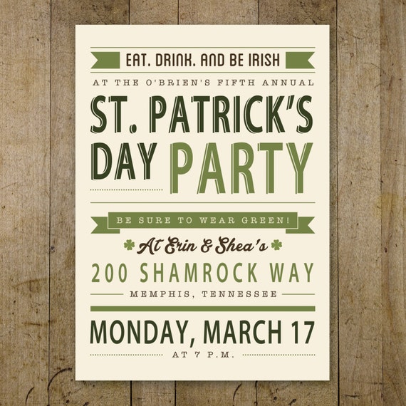 Items Similar To St Patrick S Day Party Invitation