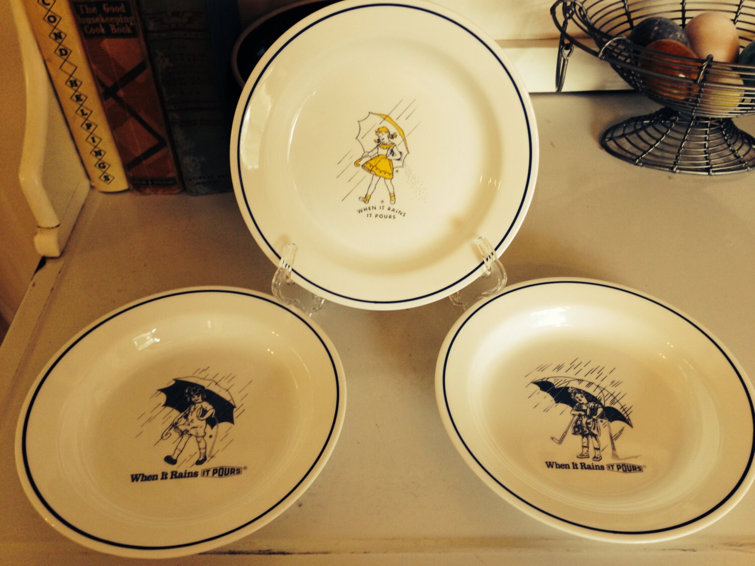 Three Corelle Morton Salt Soup Bowls